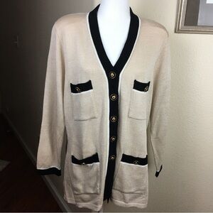 San Remo By Laura Knits Women’s VTG Button Front Sweater Cardigan Beige Size L